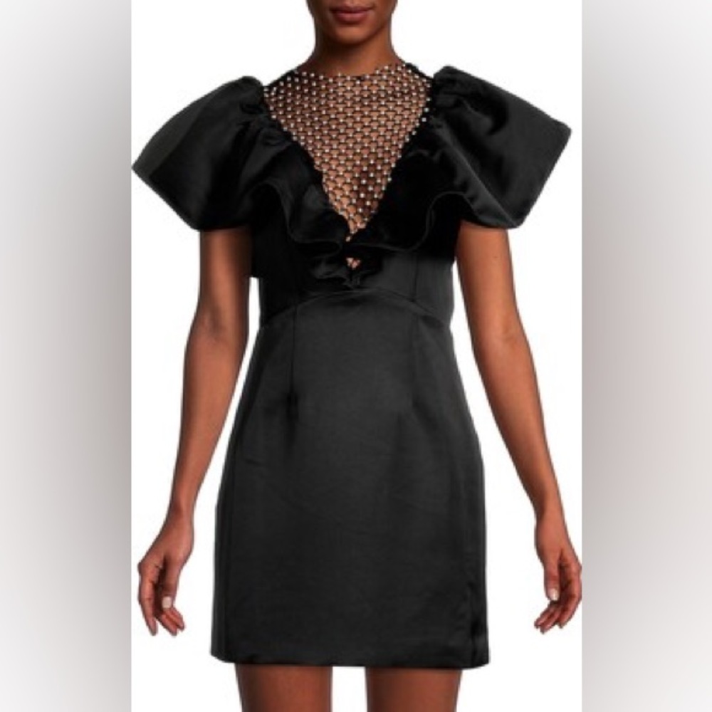 Elliatt Freida Black Satin & Pearl Dress